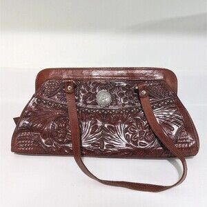 American West Tooled Leather Western  Saddle Bag Cowboy Carter Purse